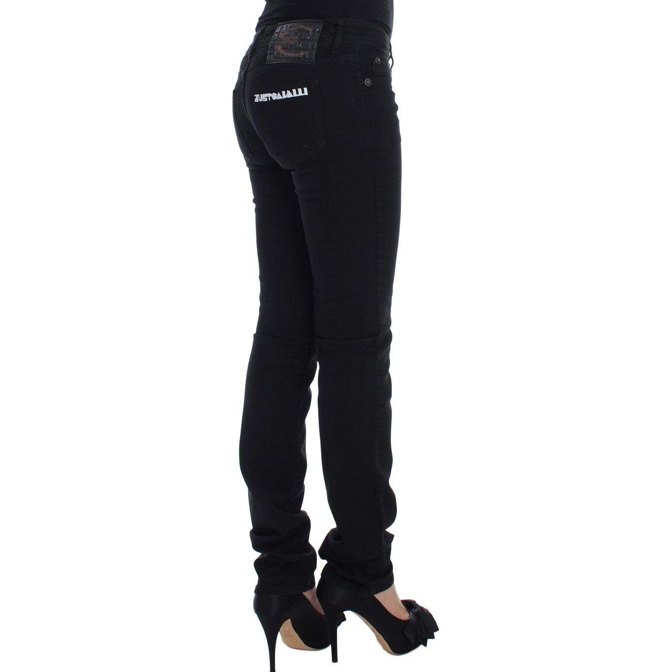 Cavalli | Black Cotton Stretch Slim Skinny Fit Jeans | McRichard Designer Brands