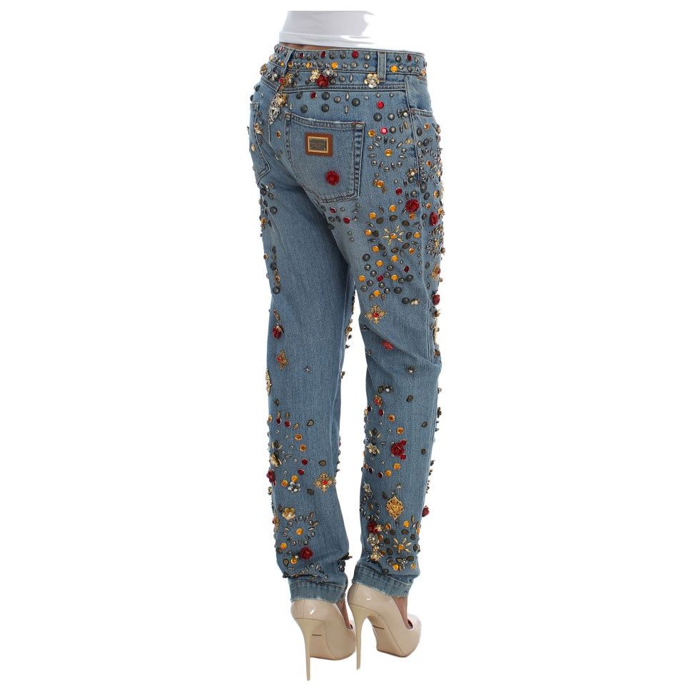 Dolce & Gabbana | Crystal Roses Heart Embellished Jeans | McRichard Designer Brands