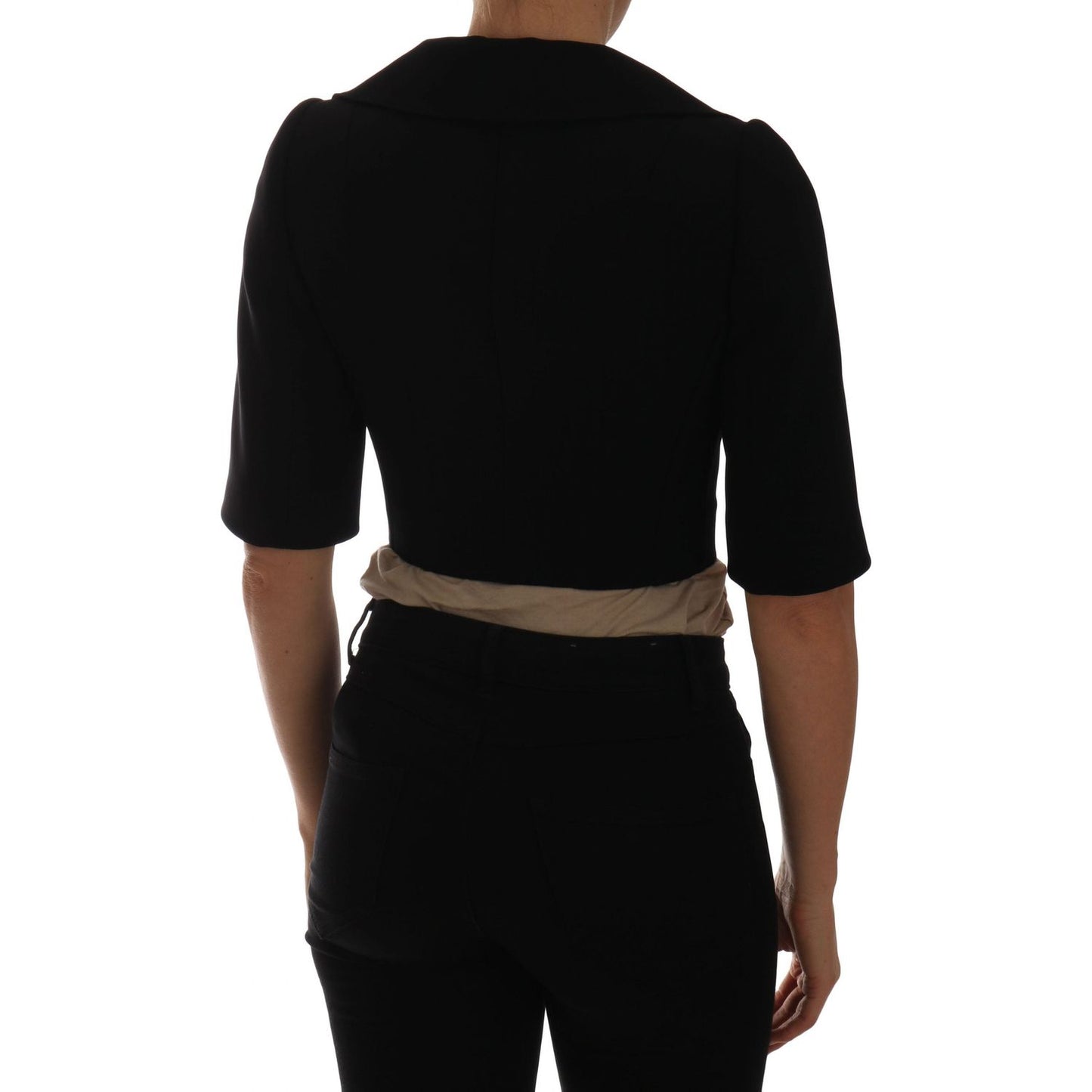 Dolce & Gabbana | Black Short Croped Jacket Blazer | McRichard Designer Brands
