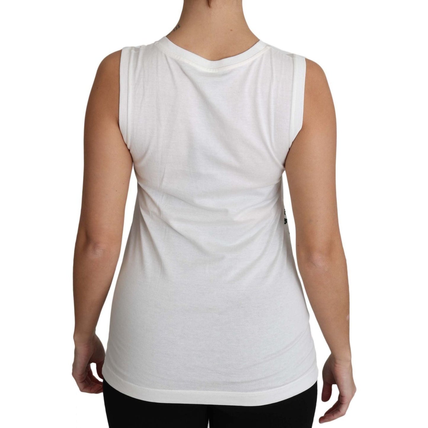 Dolce & Gabbana | White Cotton #gdfamily  Sleeveless Shirt Tank Top | McRichard Designer Brands