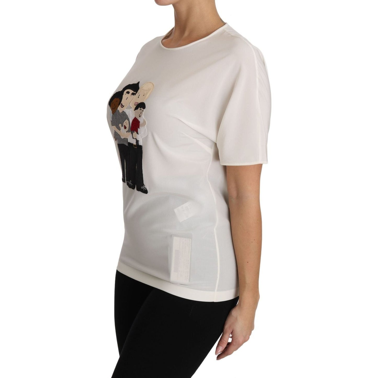 Dolce & Gabbana | White Silk Stretch #dgfamily T-shirt | McRichard Designer Brands