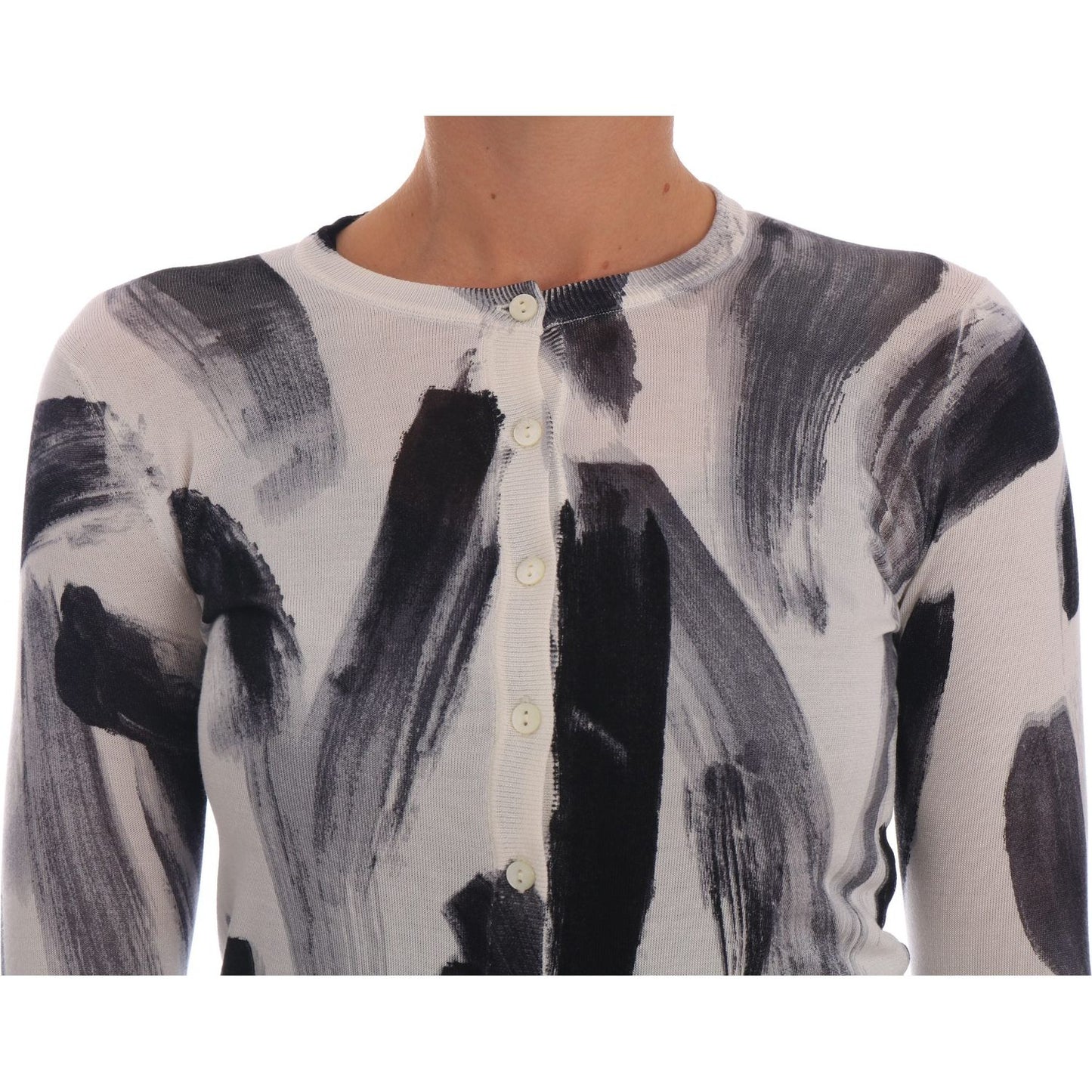 Dolce & Gabbana | Cardigan Lightweight Silk Paint Stroke Sweater | McRichard Designer Brands