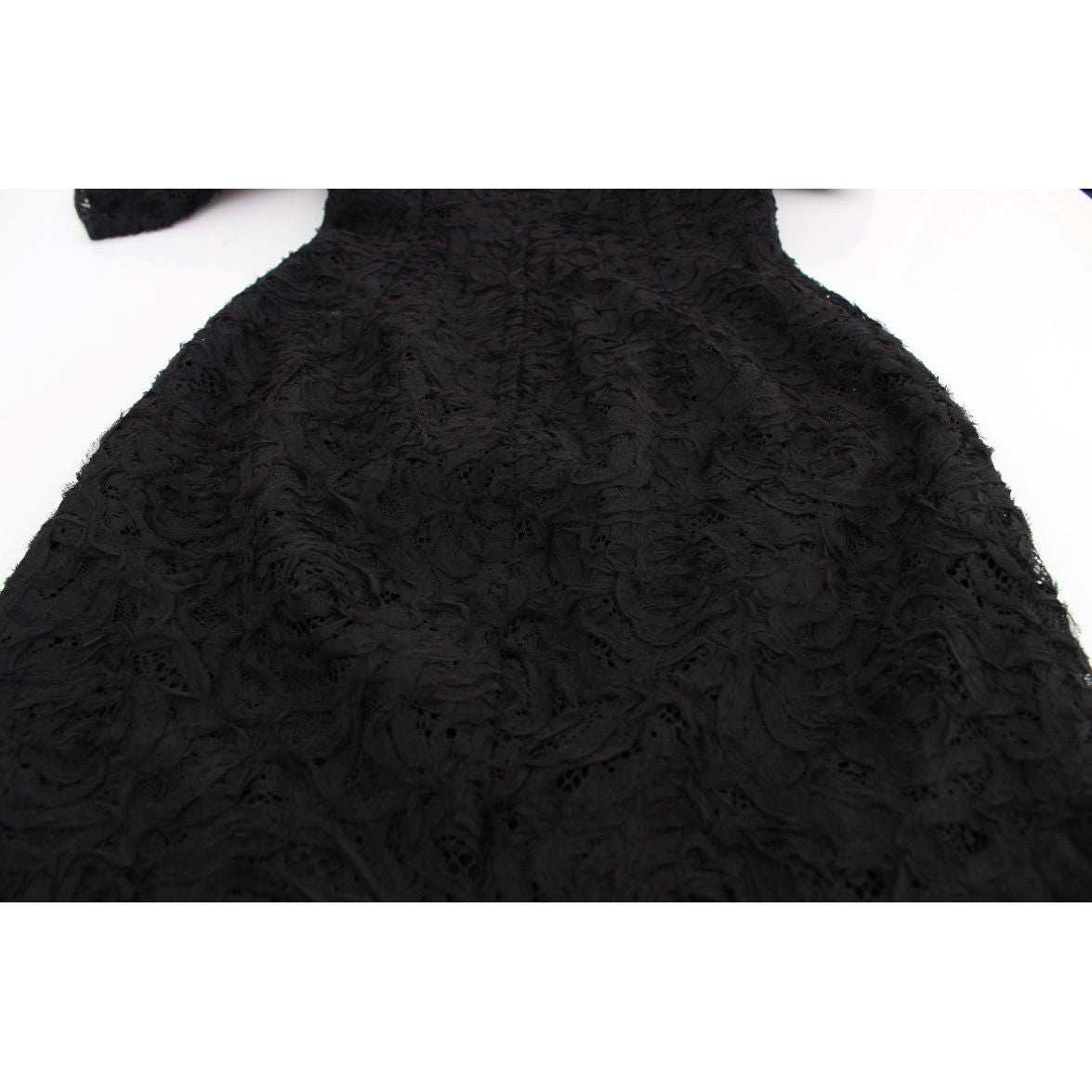 Dolce & Gabbana | Black Floral Lace Long Bodycon Maxi Dress | McRichard Designer Brands