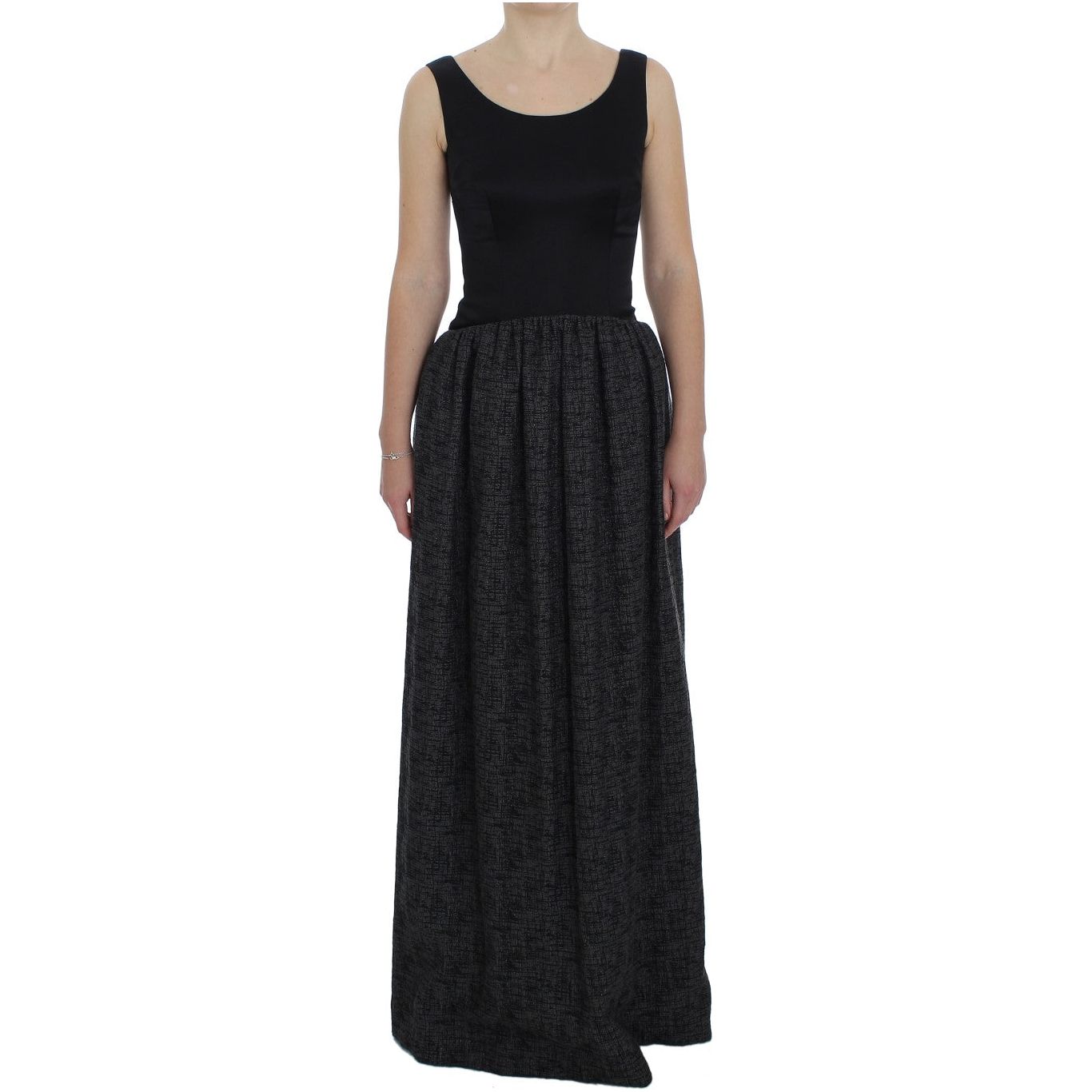 Dolce & Gabbana | Black Gray Sheath Gown Full Length Dress | McRichard Designer Brands