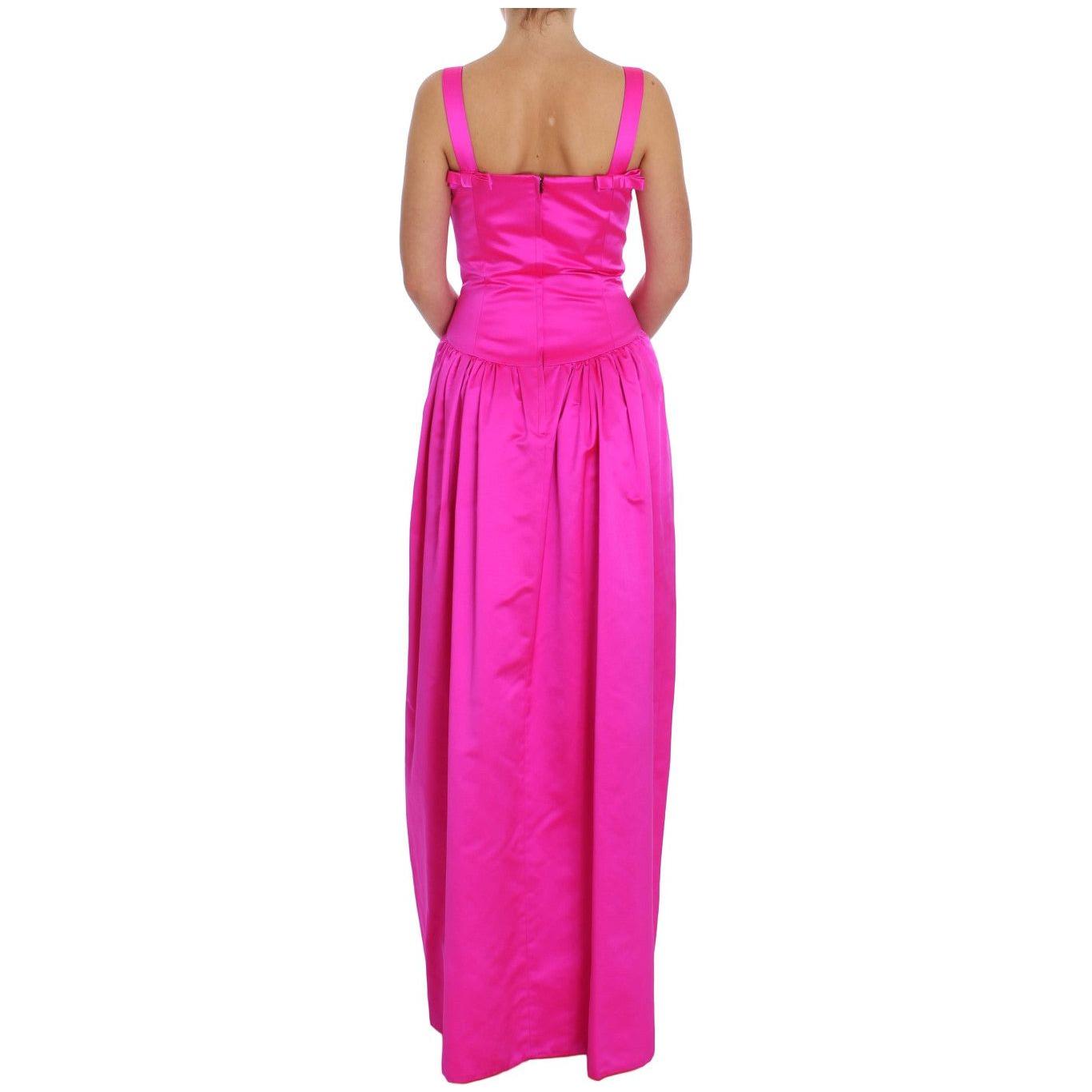 Dolce & Gabbana | Pink Silk Long Sheath Ball Gown Dress | McRichard Designer Brands