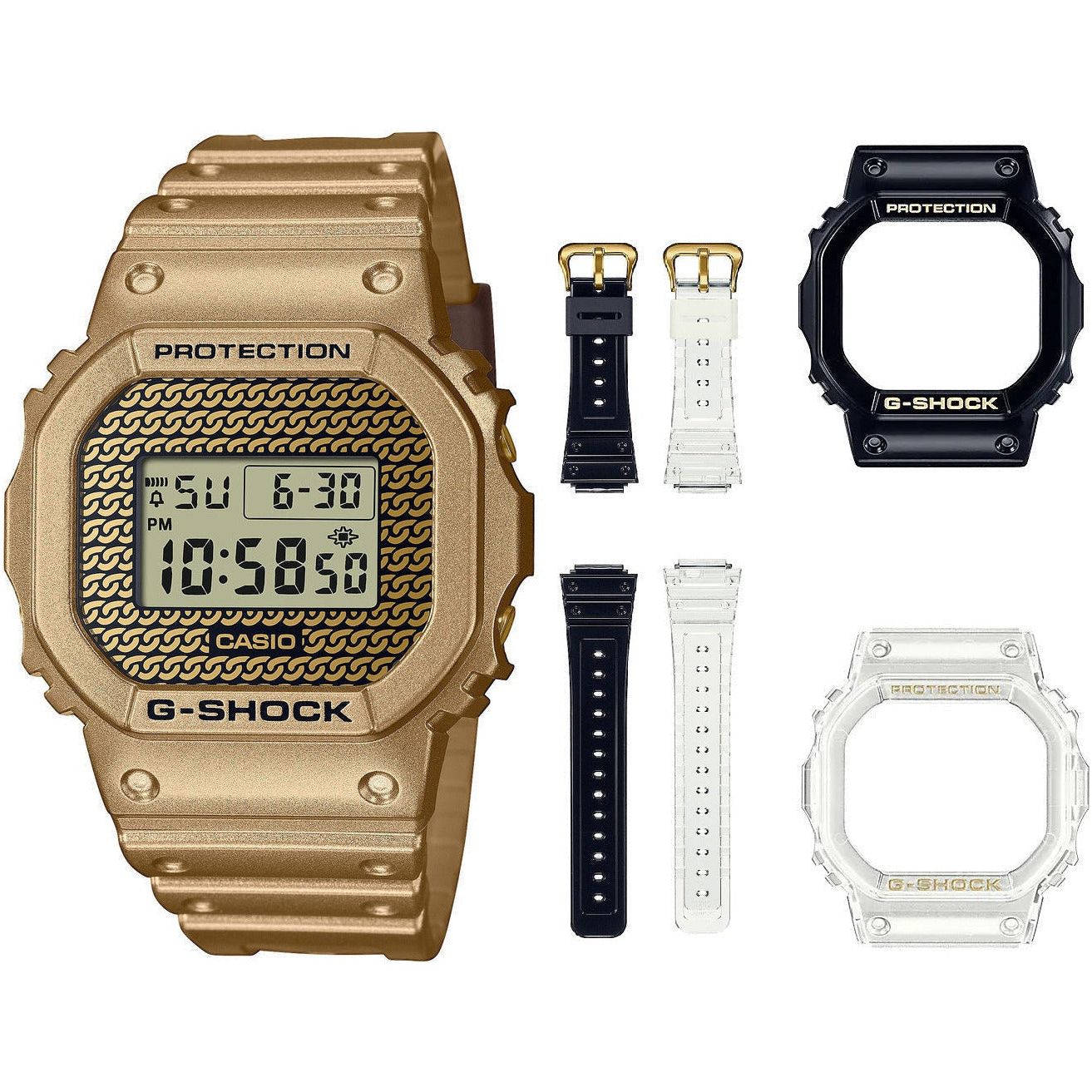 CASIO G-SHOCK | CASIO G-SHOCK Mod. GOLD CHAIN Limited Edt. Special PAck + 2 Extra straps + 2 Extra Bezels WATCHES | McRichard Designer Brands