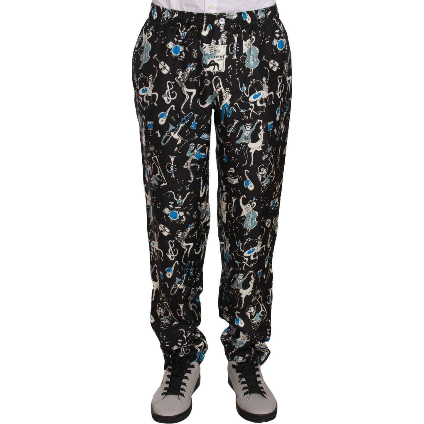 Dolce & Gabbana | Black Musical Instrument Sleepwear Pants | McRichard Designer Brands