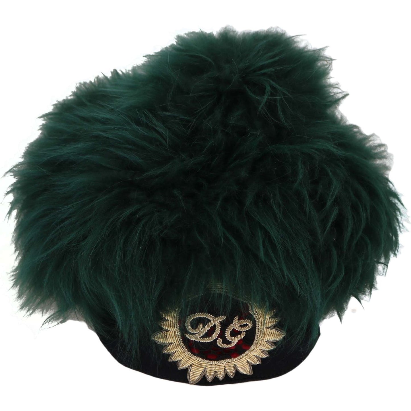 Dolce & Gabbana | Green Fur DG Logo Embroidered Cloche Hat | McRichard Designer Brands