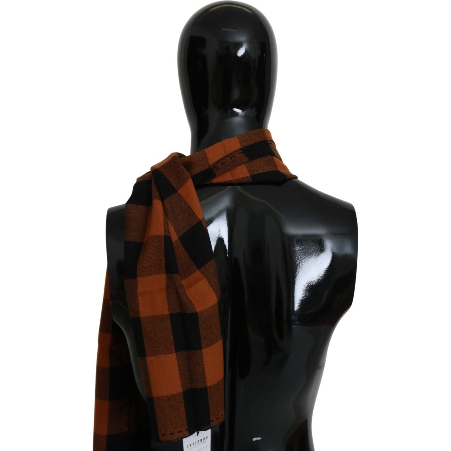 Chic Orange Check Wool Blend Scarf Costume National