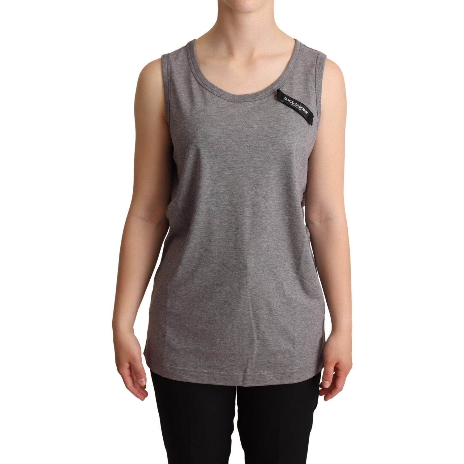 Dolce & Gabbana | Gray Sleeveless Round Neck Tank Top T-shirt  | McRichard Designer Brands