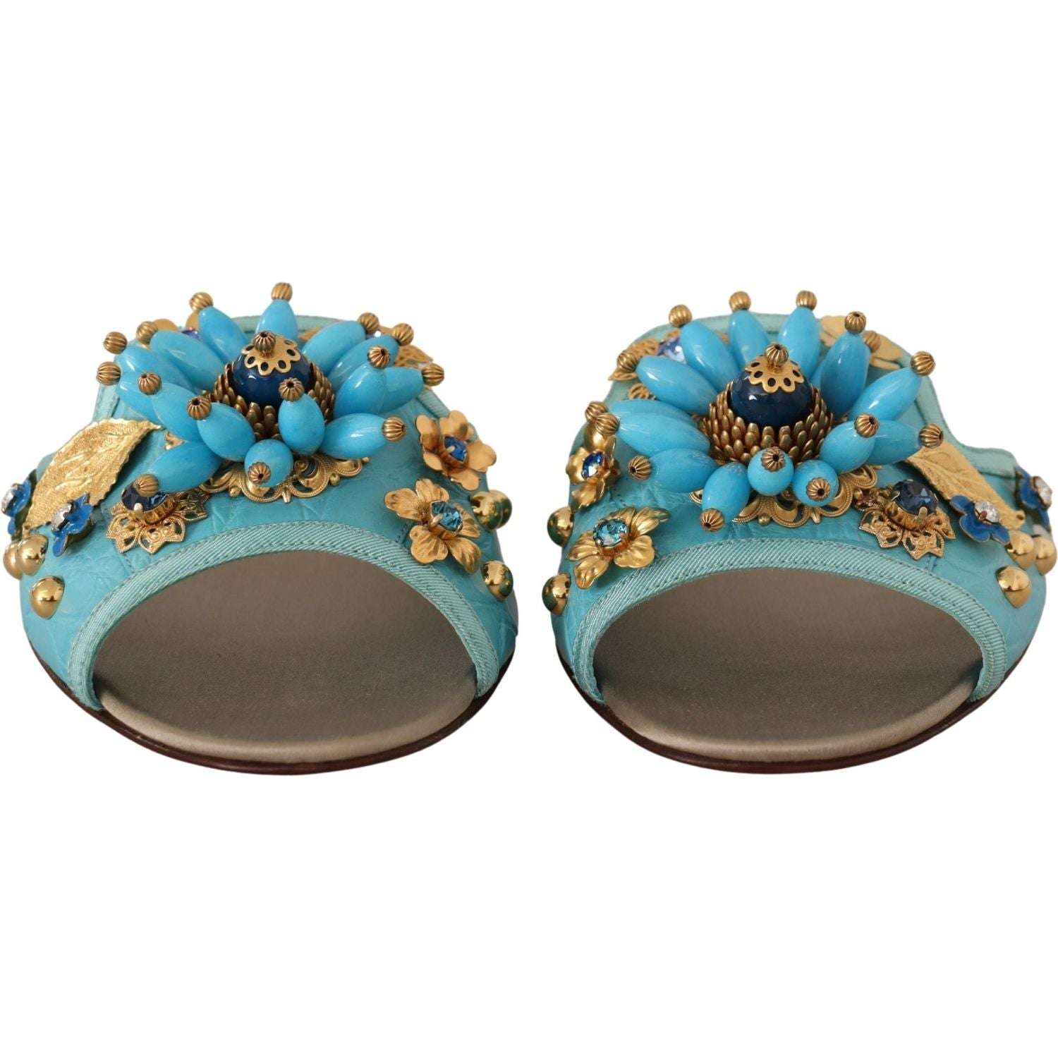 Dolce & Gabbana | Blue Crystal Exotic Leather Blue Crystal Sandals | McRichard Designer Brands