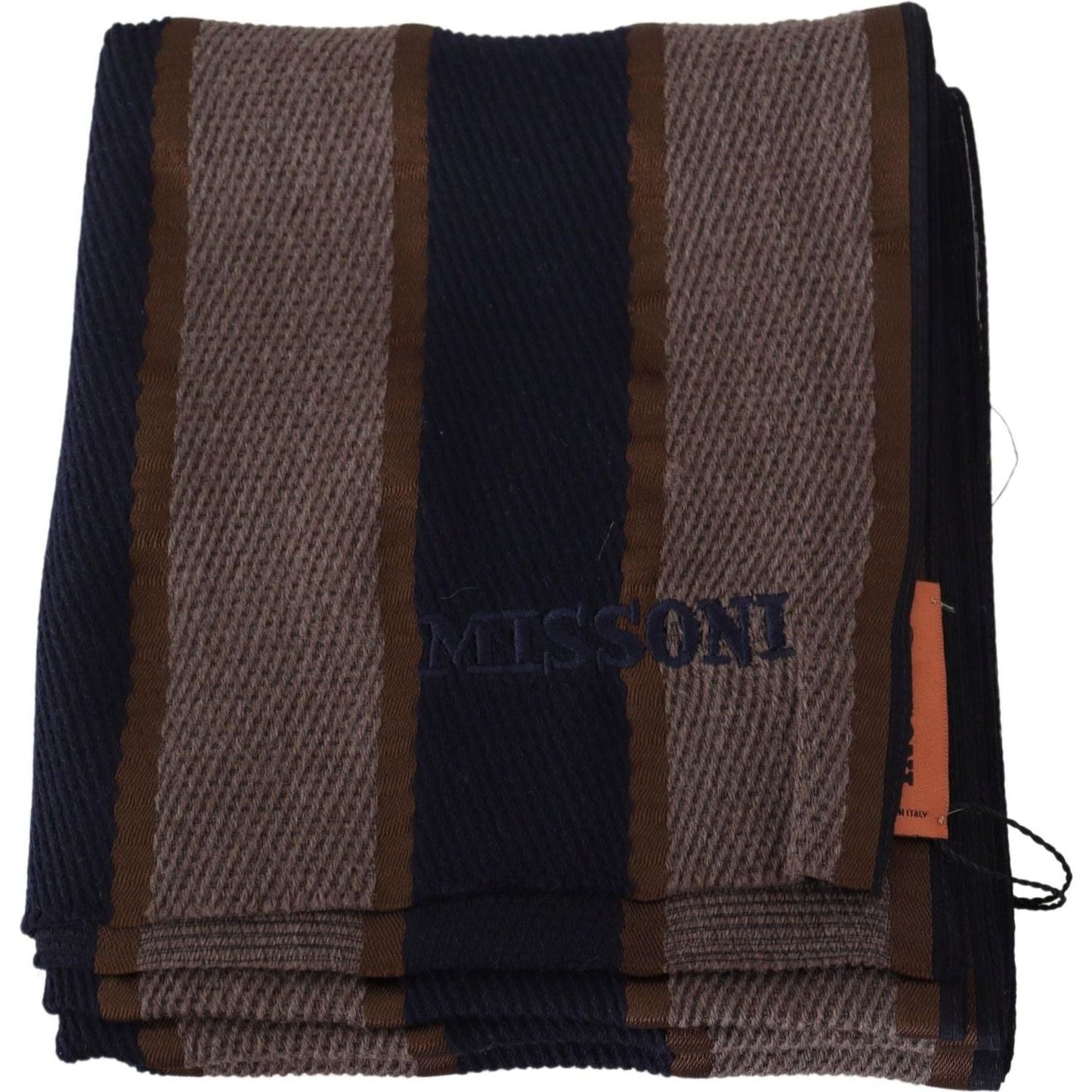 Missoni | Brown Wool Striped Unisex Neck Wrap Shawl Scarf  | McRichard Designer Brands