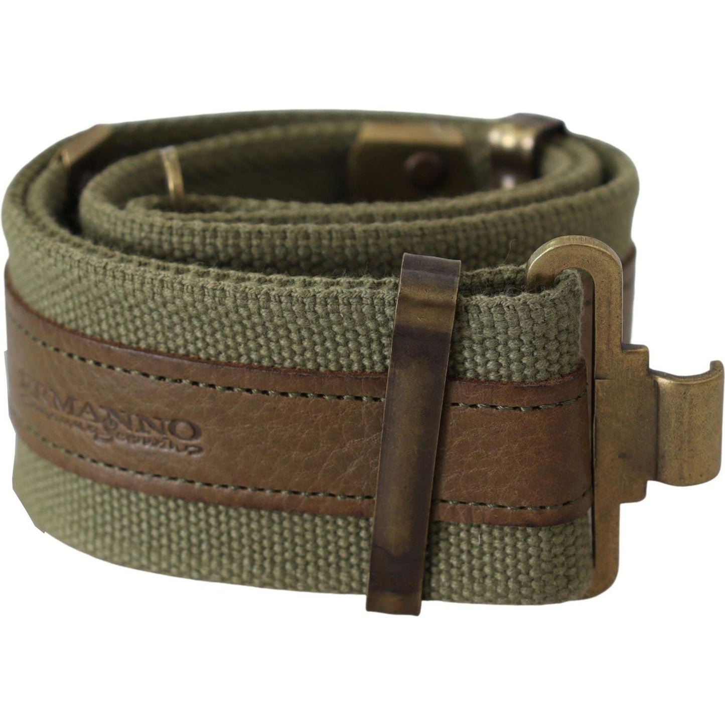 Ermanno Scervino | Green Leather Rustic Bronze Buckle Army Belt - McRichard Designer Brands