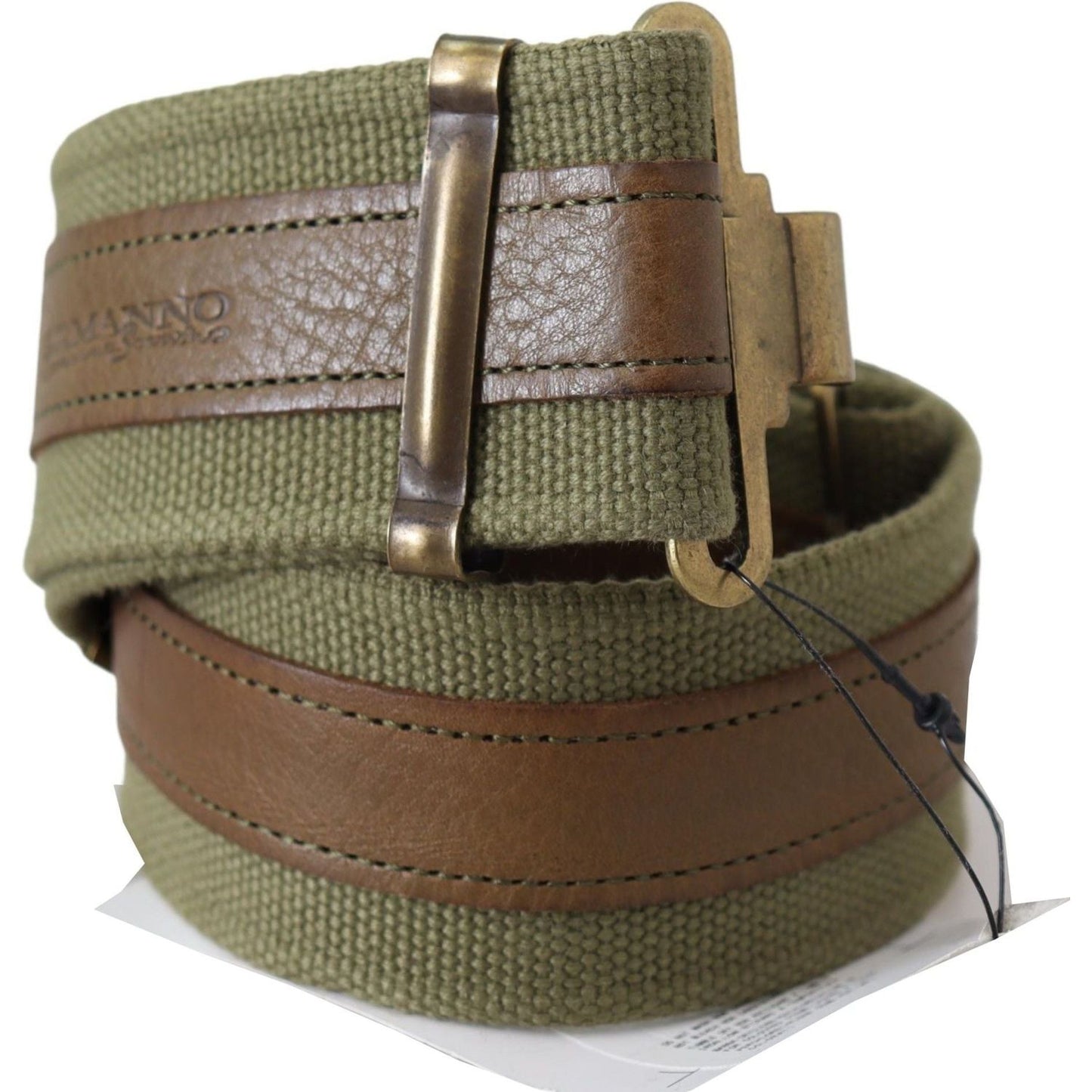 Ermanno Scervino | Green Leather Rustic Bronze Buckle Army Belt - McRichard Designer Brands