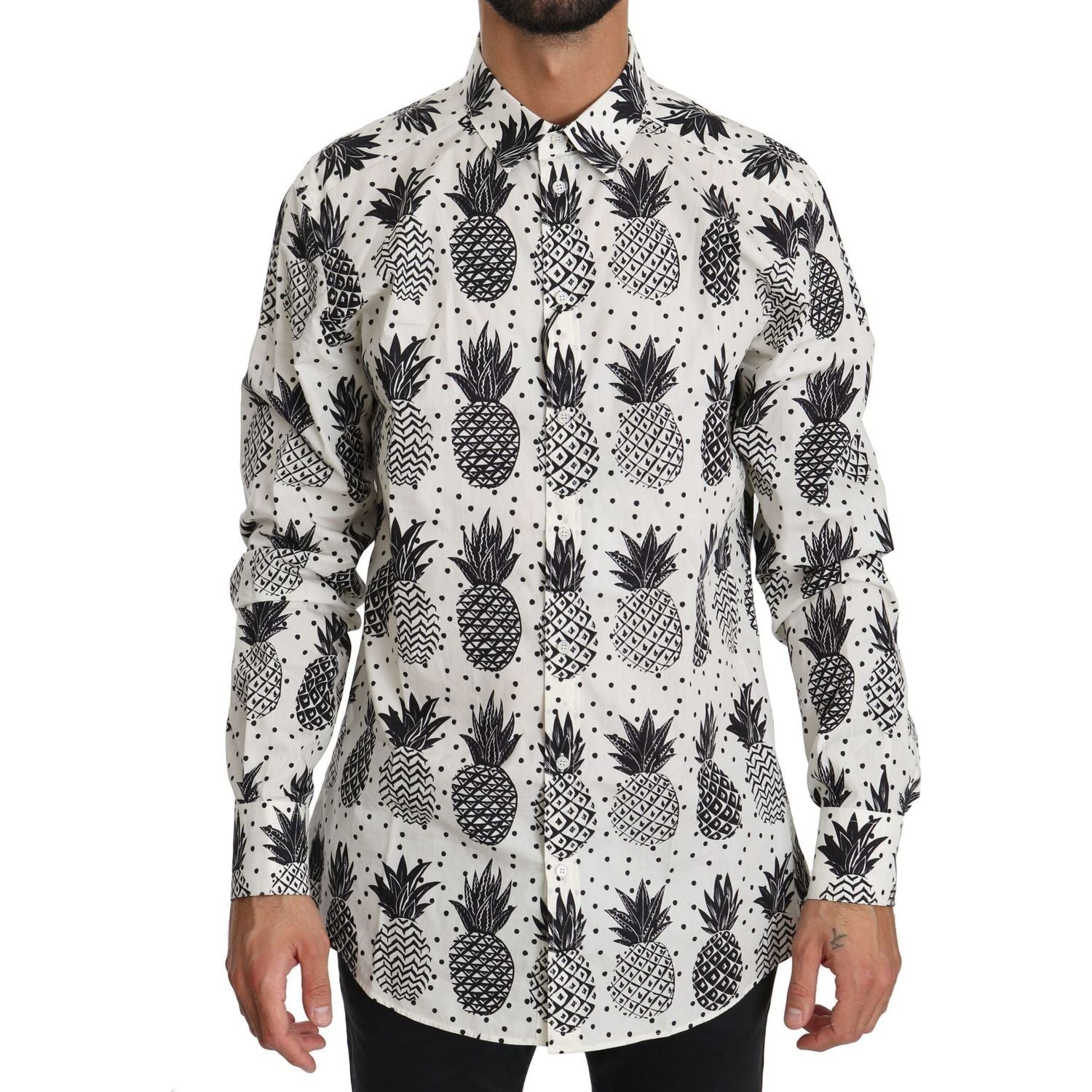 Dolce & Gabbana | White Pineapple Cotton Top Shirt | McRichard Designer Brands