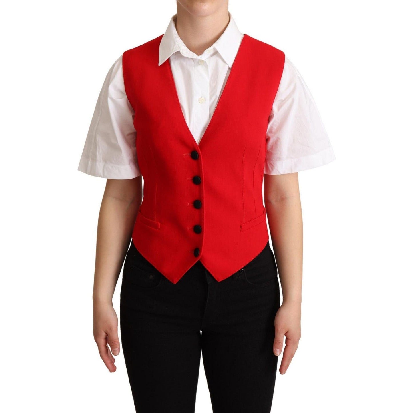 Dolce & Gabbana | Red Brown Leopard Print Waistcoat Vest | McRichard Designer Brands