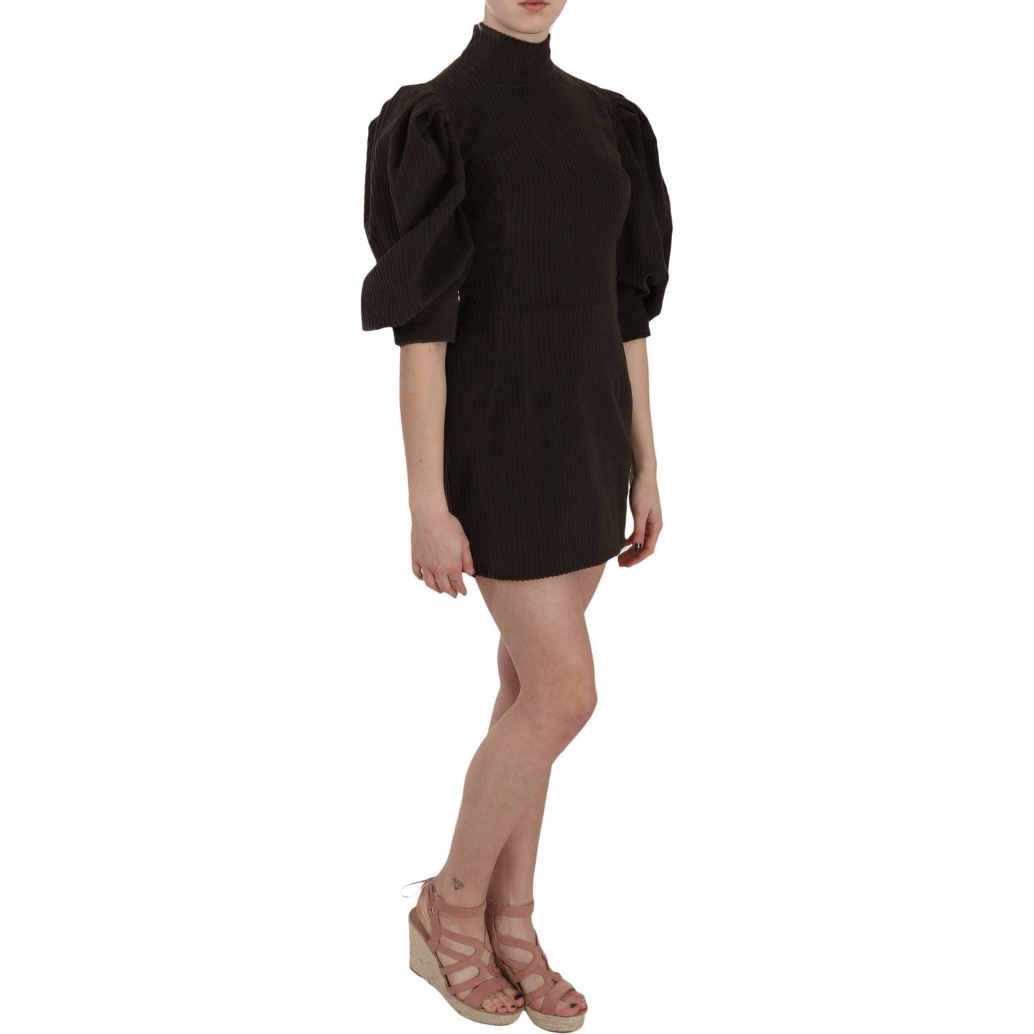 Dolce & Gabbana | Brown Corduroy Bodycon Cotton Mini Dress | McRichard Designer Brands