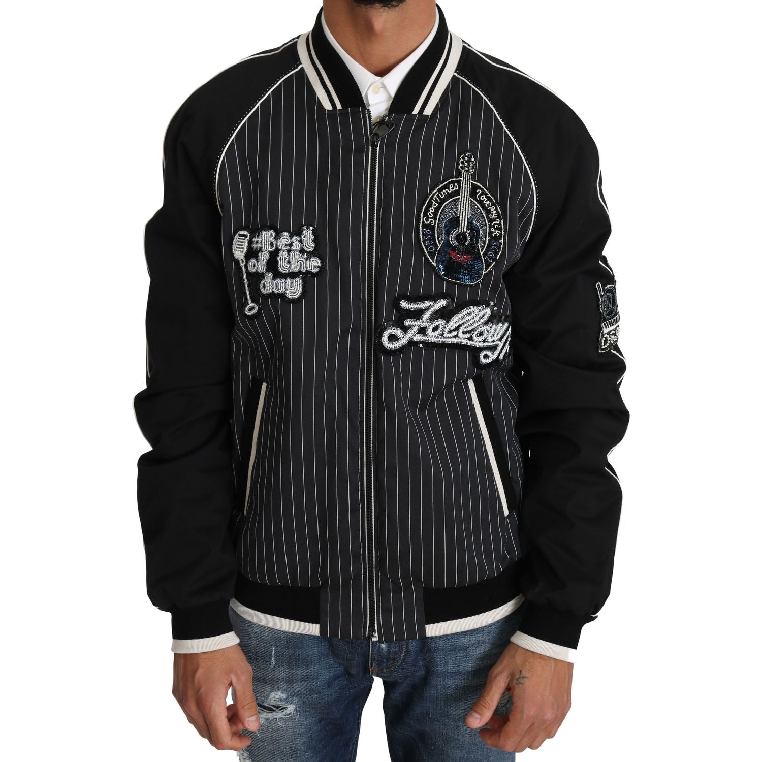 Dolce & Gabbana | Black DD58 SG62 Sequined Beaded Jacket | McRichard Designer Brands