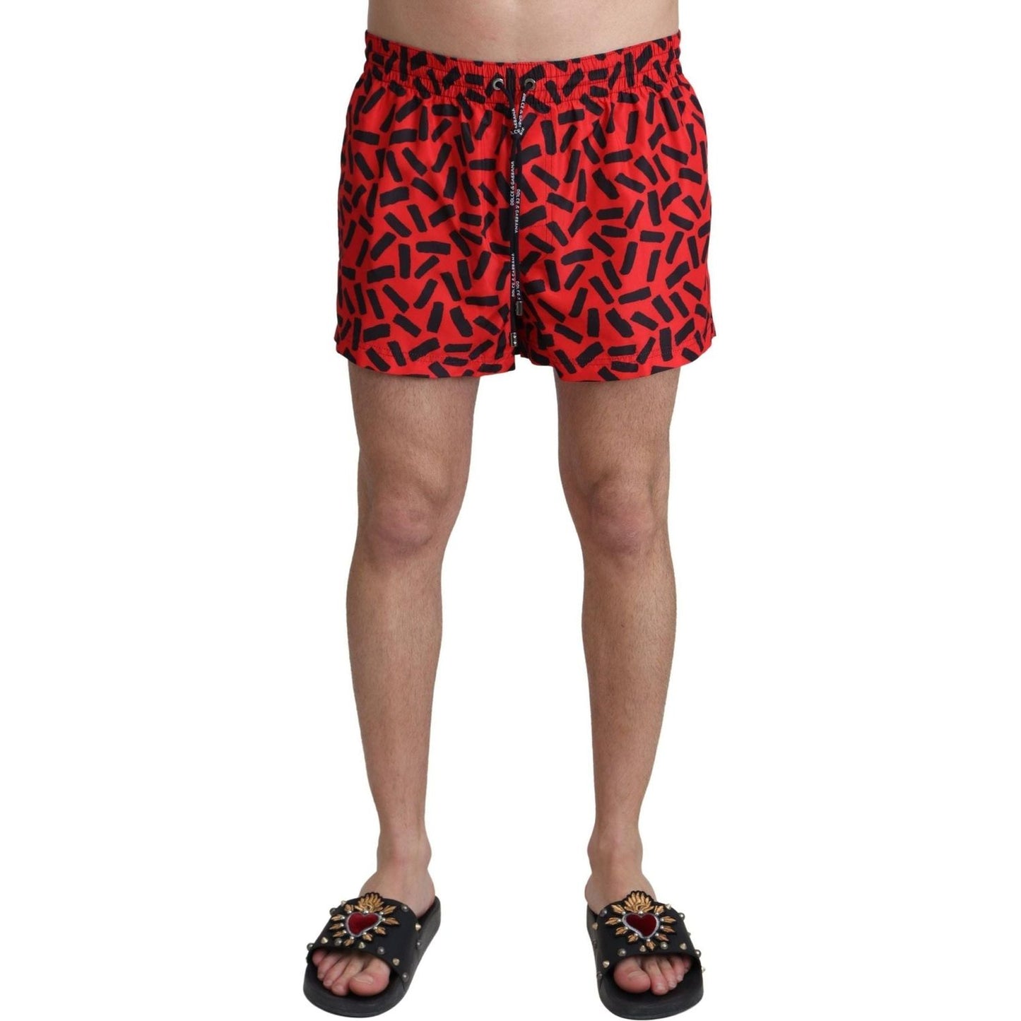Dolce & Gabbana | Red Patterned Beachwear Shorts Swimwear  | McRichard Designer Brands