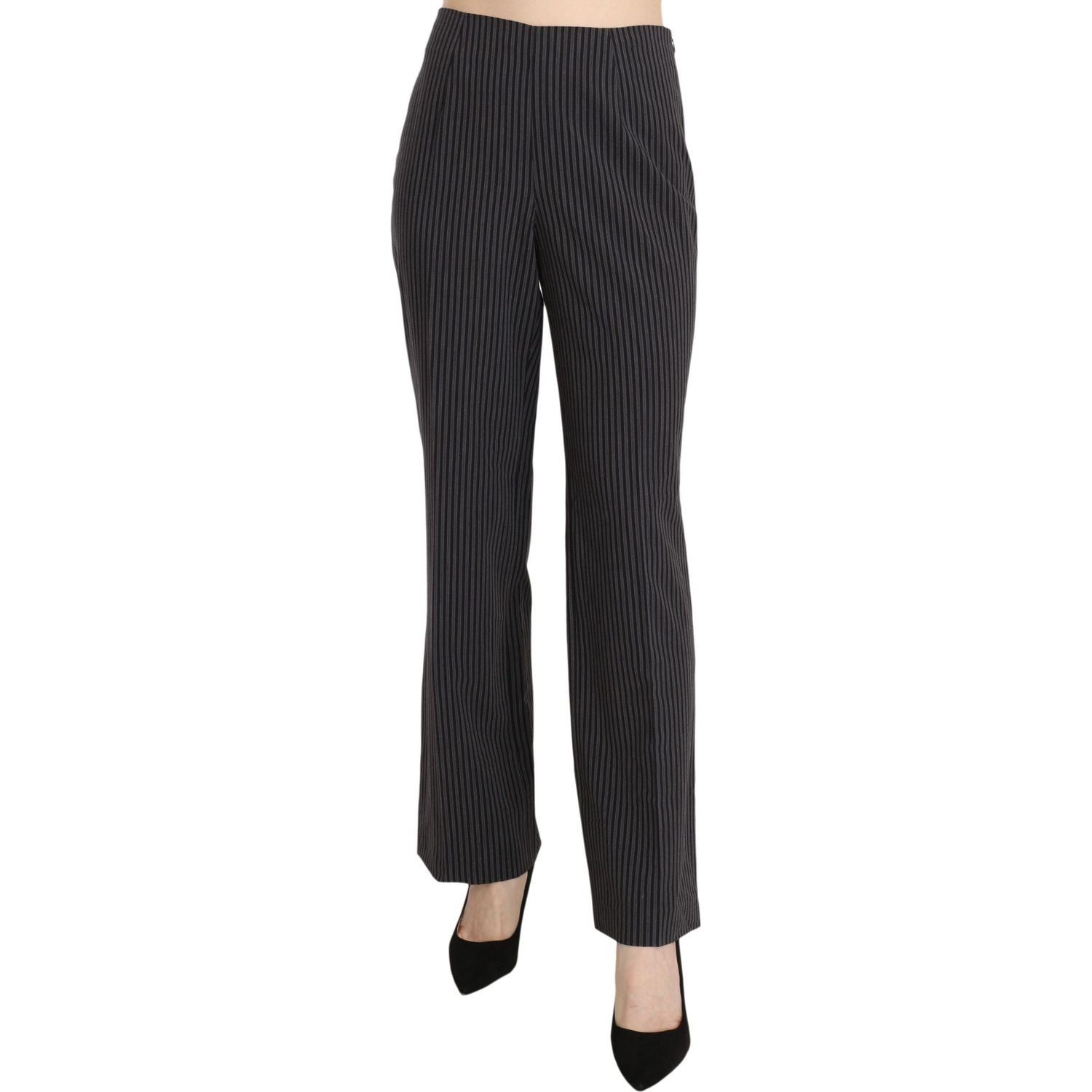 BENCIVENGA | Black Striped Cotton Sretch Dress Trousers Pants | McRichard Designer Brands