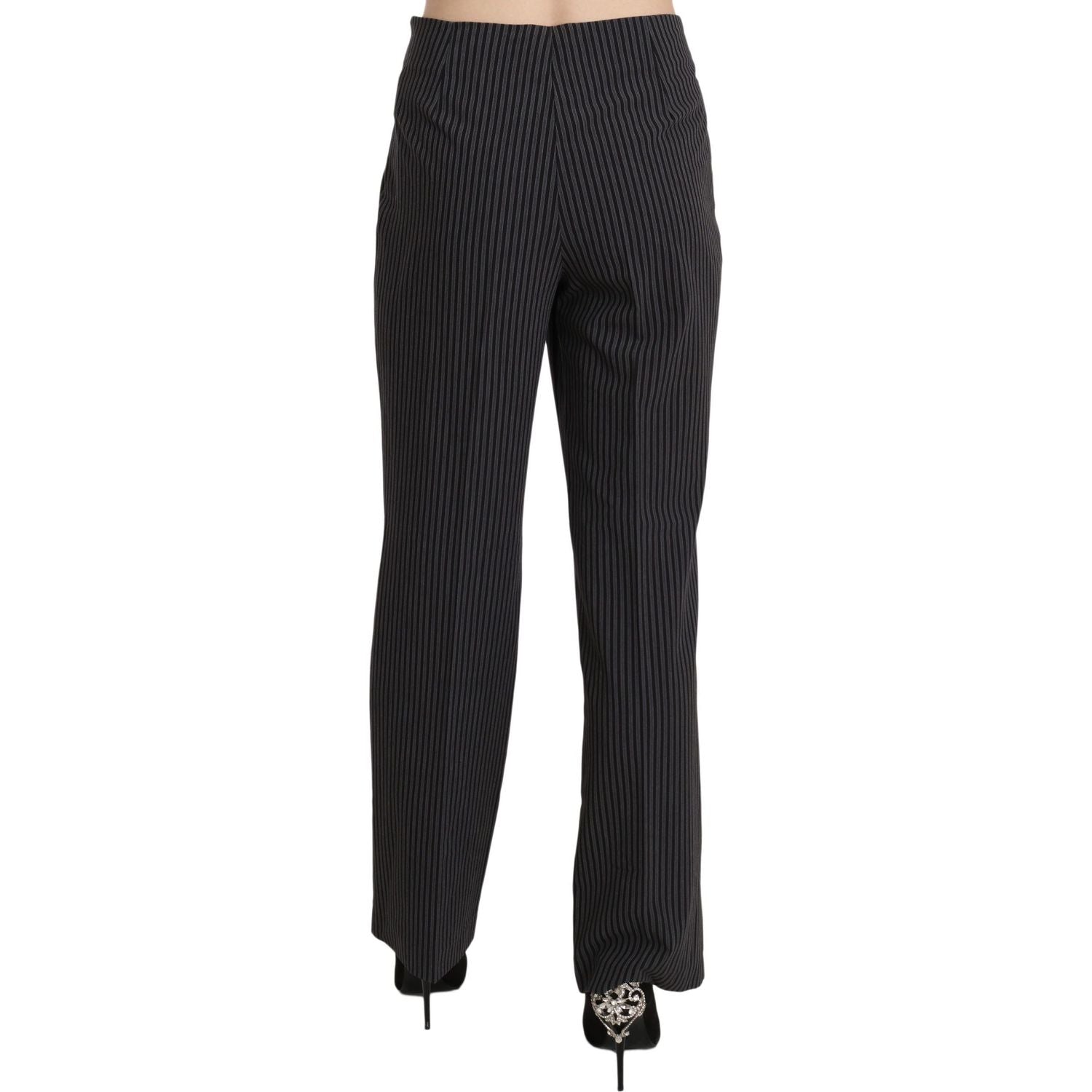 BENCIVENGA | Black Striped Cotton Sretch Dress Trousers Pants | McRichard Designer Brands