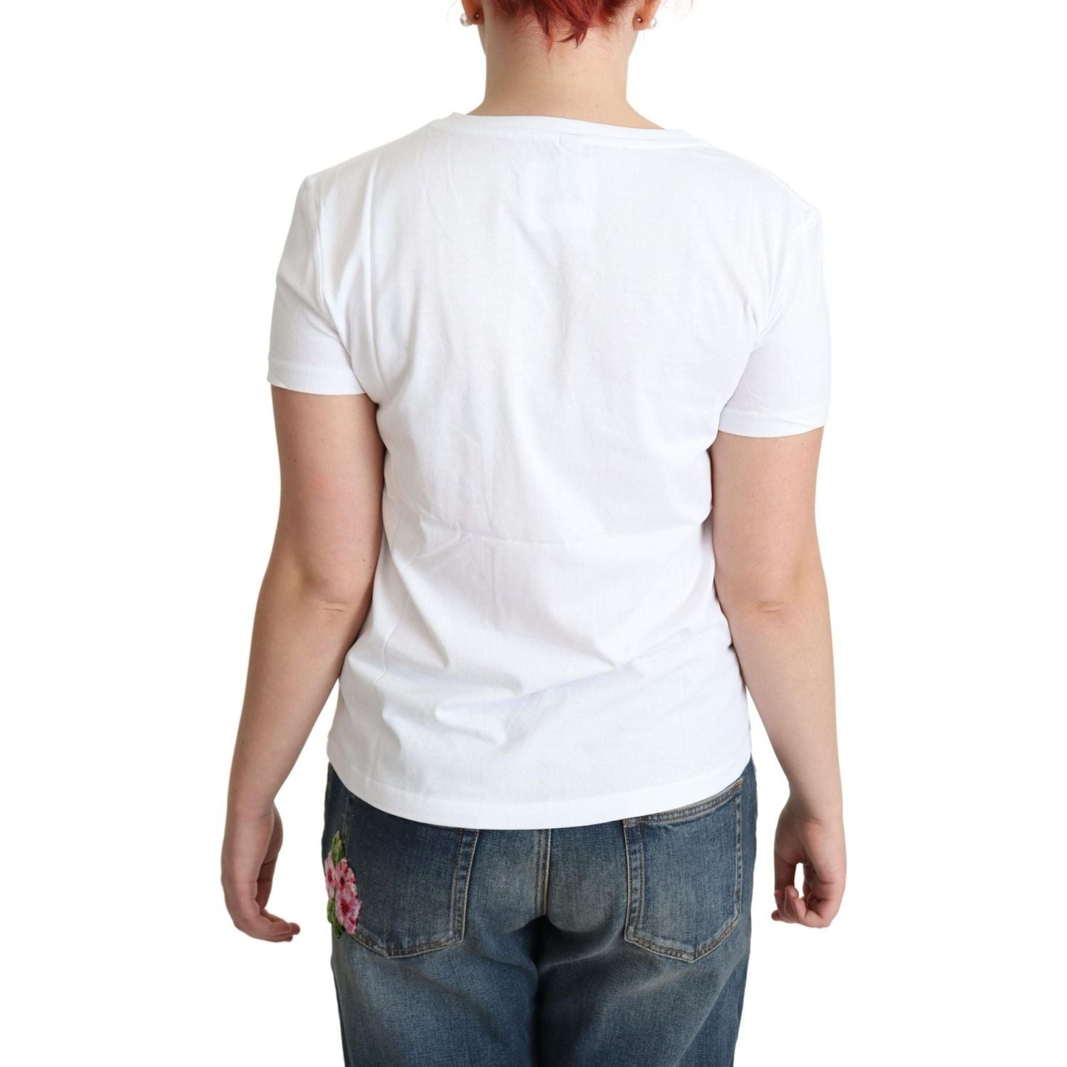 Moschino | White Printed Cotton Short Sleeves Tops T-shirt | 89.00 - McRichard Designer Brands