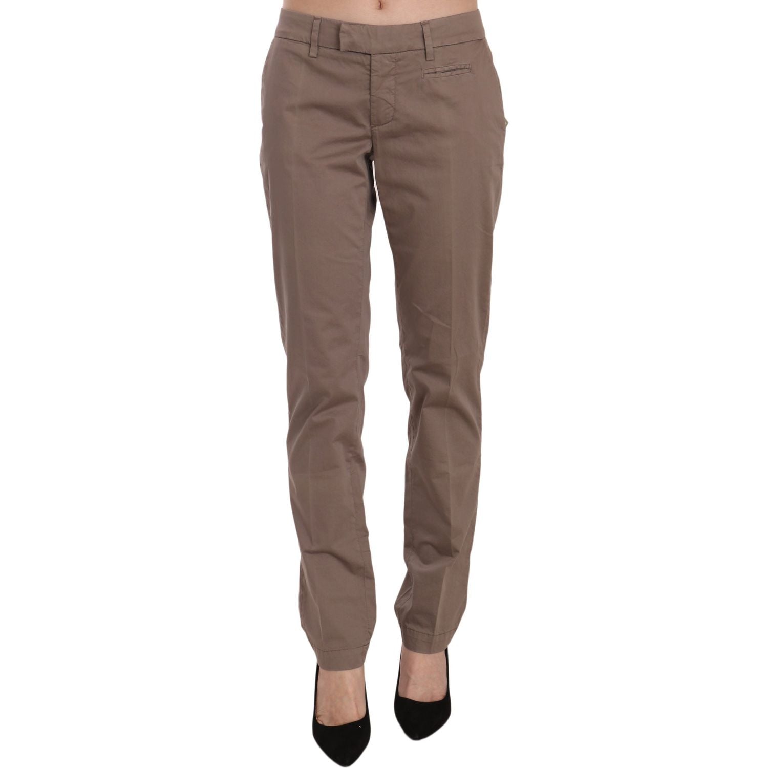 Dondup | Brown Low Waist Straight Cut Trouser Pant | McRichard Designer Brands