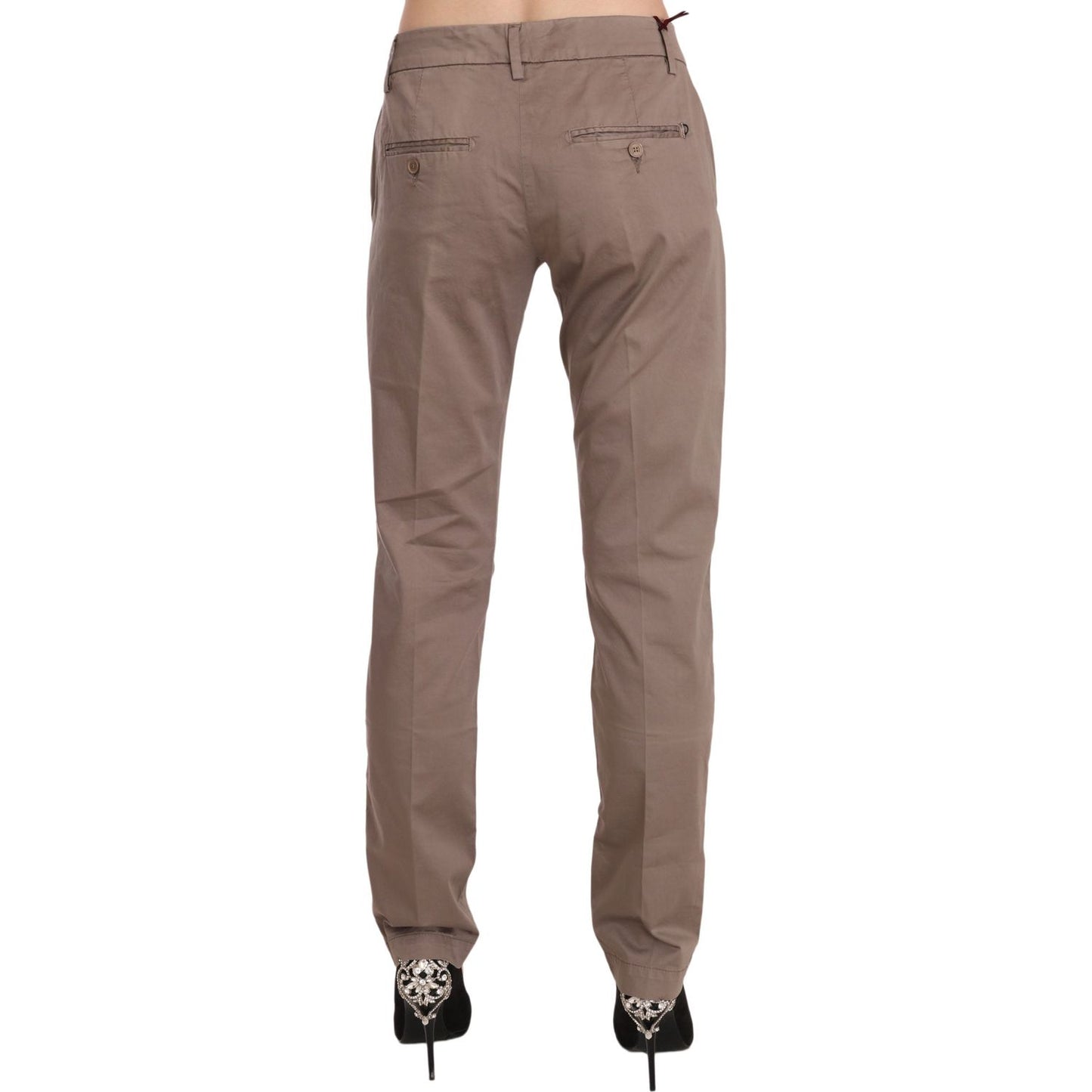 Dondup | Brown Low Waist Straight Cut Trouser Pant | McRichard Designer Brands