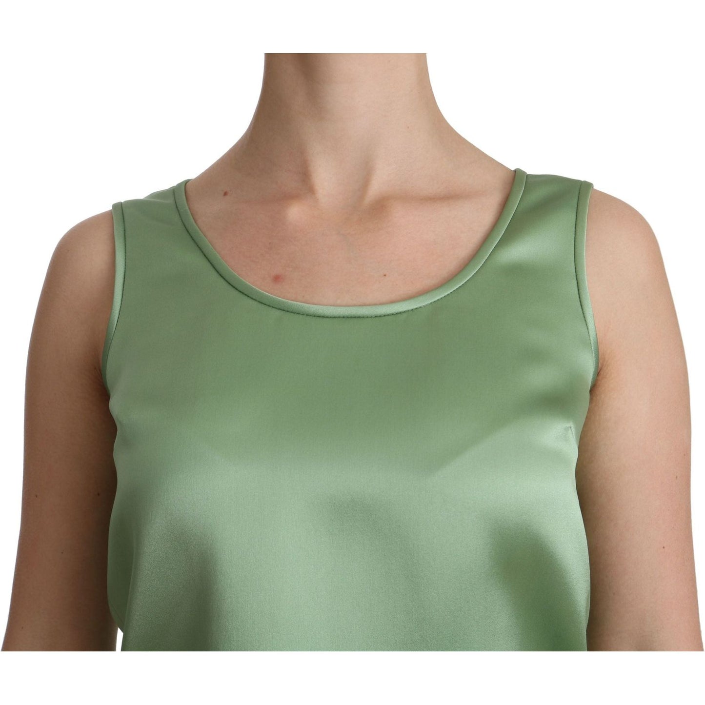 Dolce & Gabbana | Green Sleeveless 100% Silk Top Tank Blouse | McRichard Designer Brands