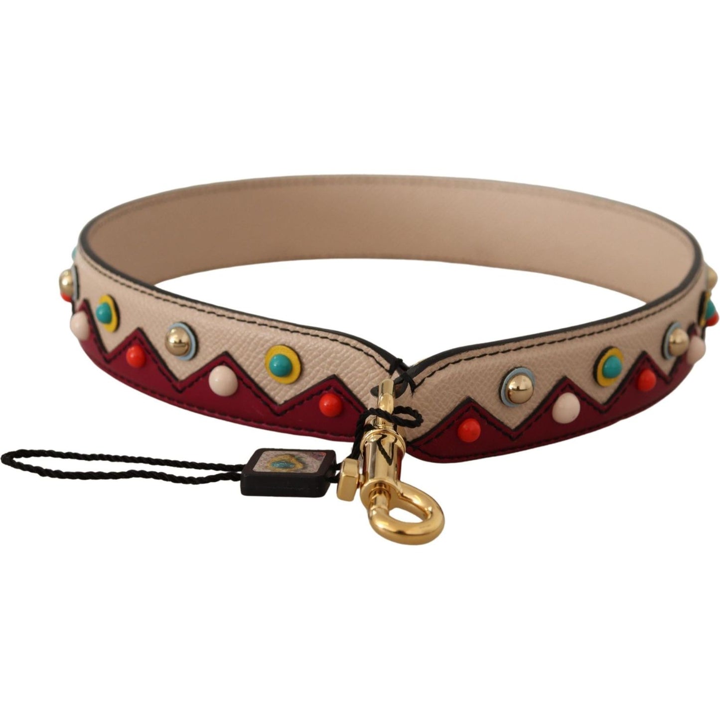 Dolce & Gabbana | Beige Red Handbag Accessory Leather Shoulder Strap | McRichard Designer Brands