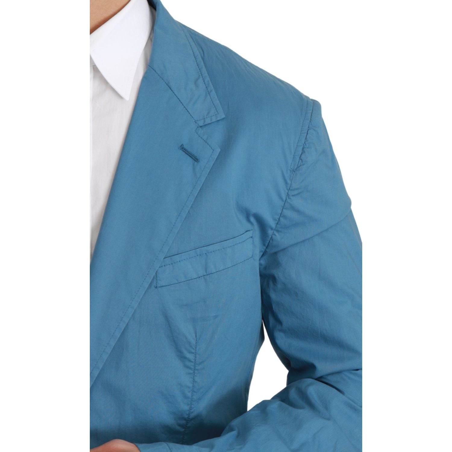 Dolce & Gabbana | Blue Single Breasted Formal Cotton Blazer | McRichard Designer Brands