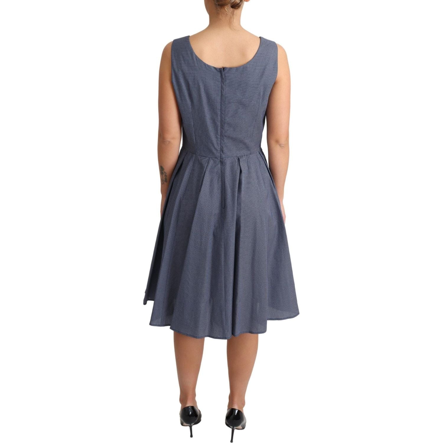 Dolce & Gabbana | Blue Polka Cotton A-Line Stretch Dress  | McRichard Designer Brands