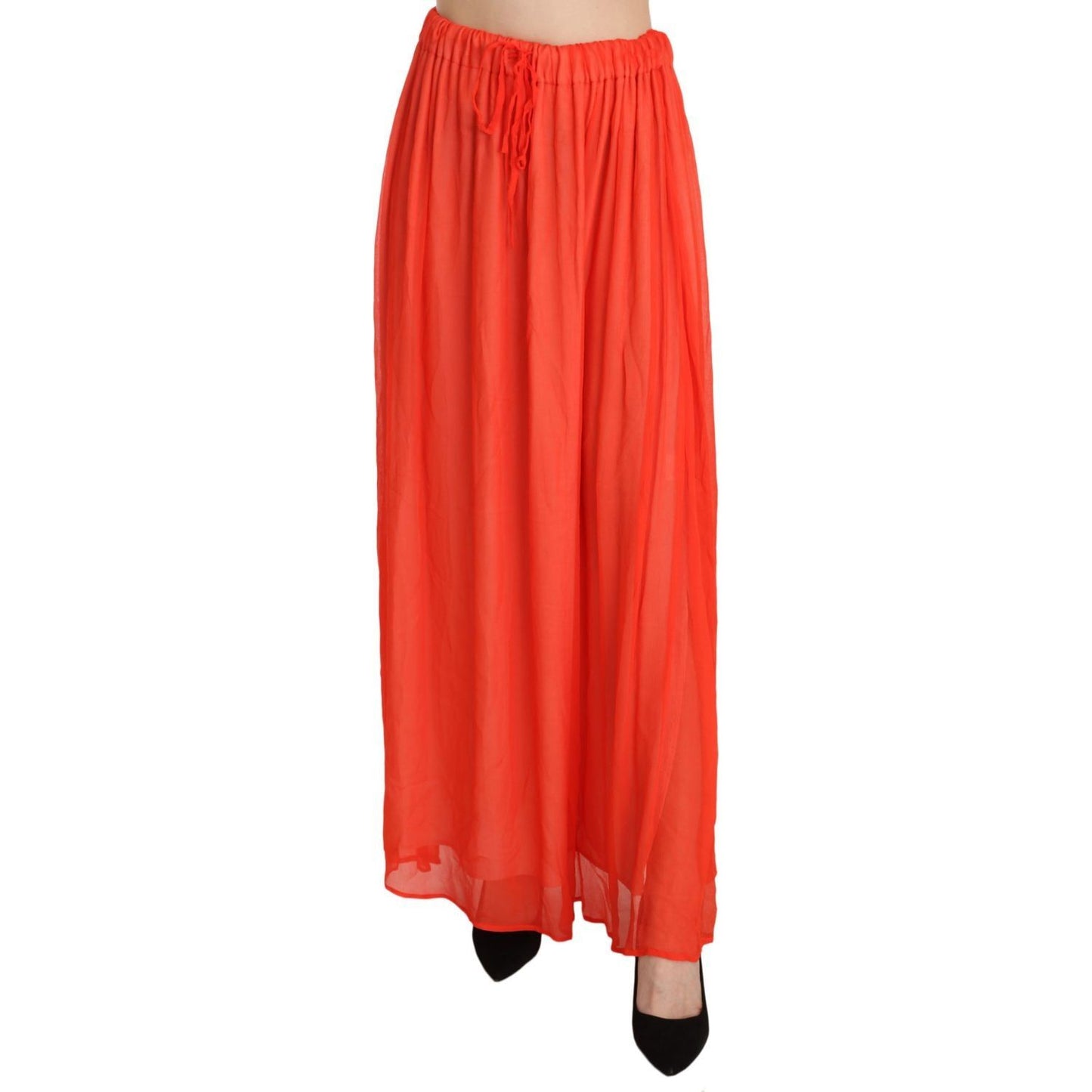 Jucca | Orange Crepe Pleated Trapeze Viscose Maxi Skirt | McRichard Designer Brands