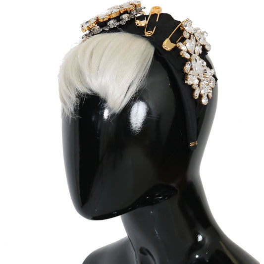Black Crystal White Hair Parrucchiera Headband Diadem