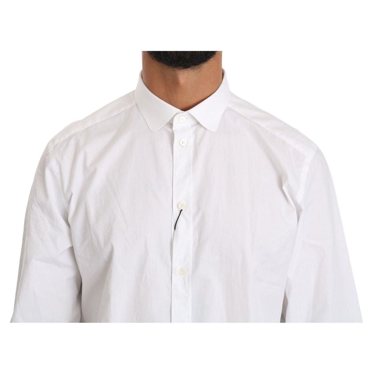 MAN TOPS AND SHIRTS Elegant White Cotton Gold Fit Shirt Dolce & Gabbana