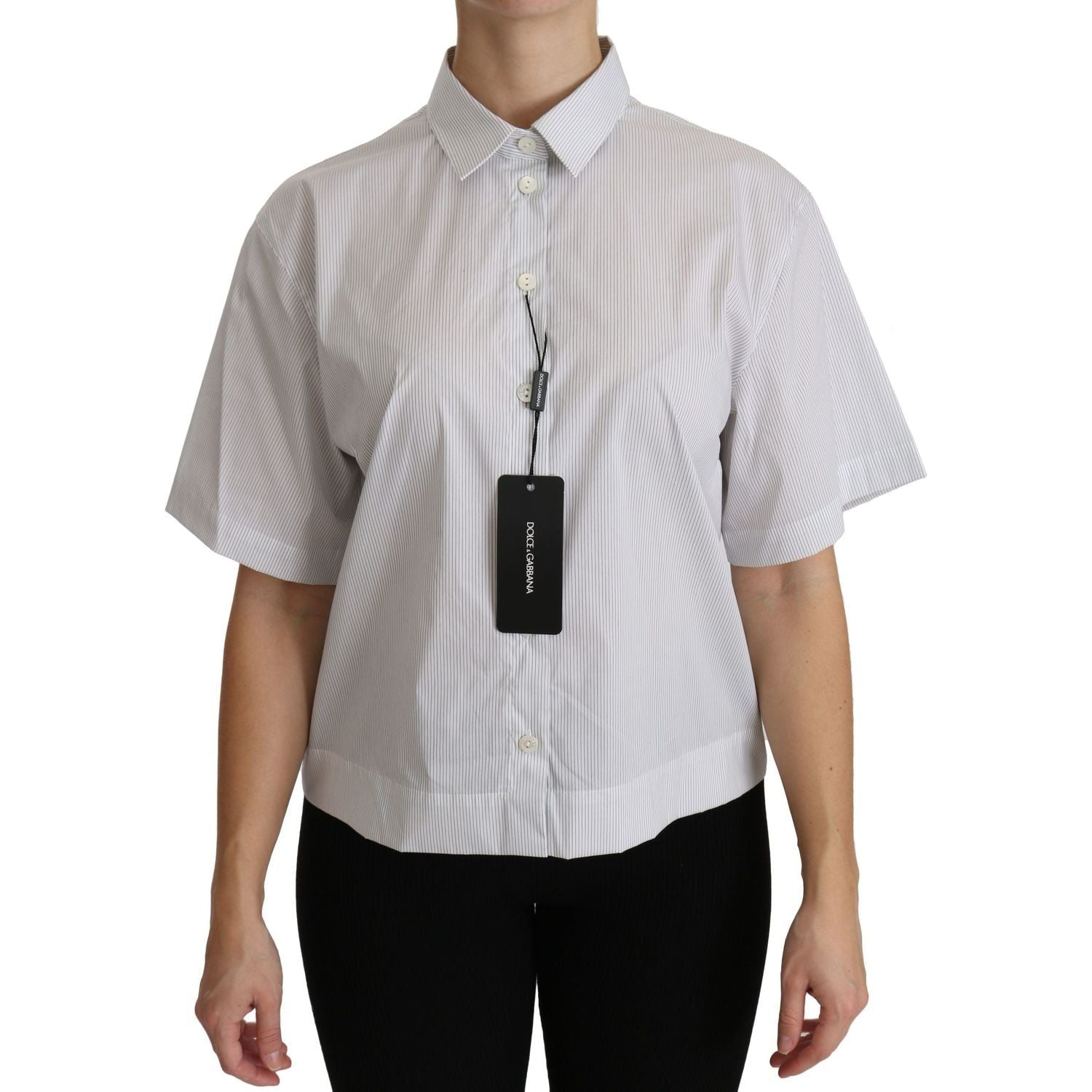 Dolce & Gabbana | White Collared Short Sleeve Polo Shirt Top | McRichard Designer Brands