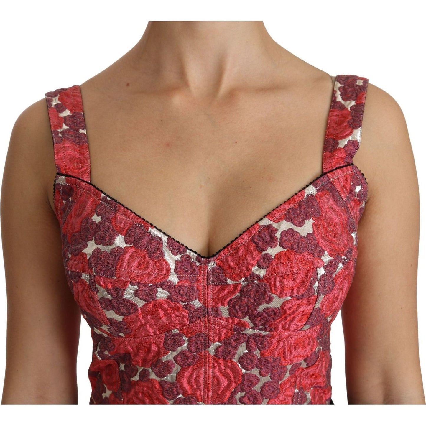 Dolce & Gabbana | Pink Floral Brocade Cropped Blouse Tank Top | McRichard Designer Brands