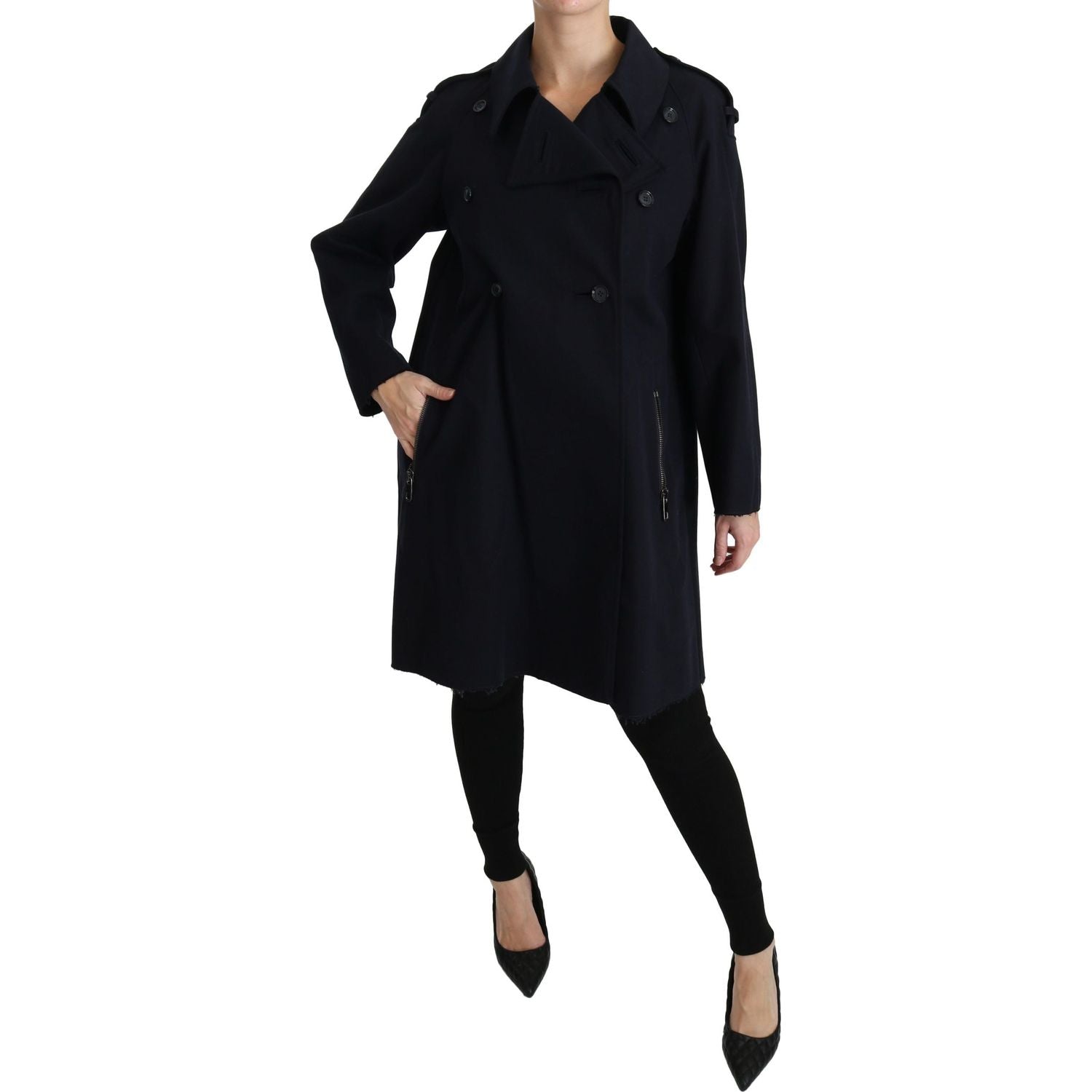 Dolce & Gabbana | Coat Blue Cotton Women Trench Jacket | McRichard Designer Brands