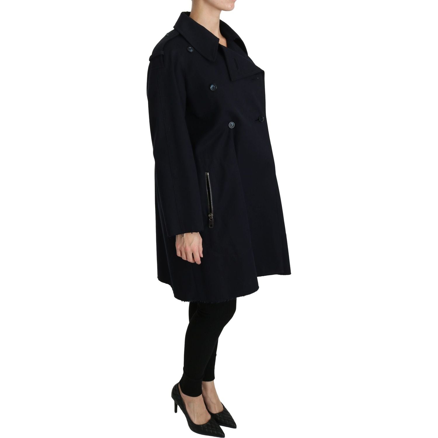 Dolce & Gabbana | Coat Blue Cotton Women Trench Jacket | McRichard Designer Brands
