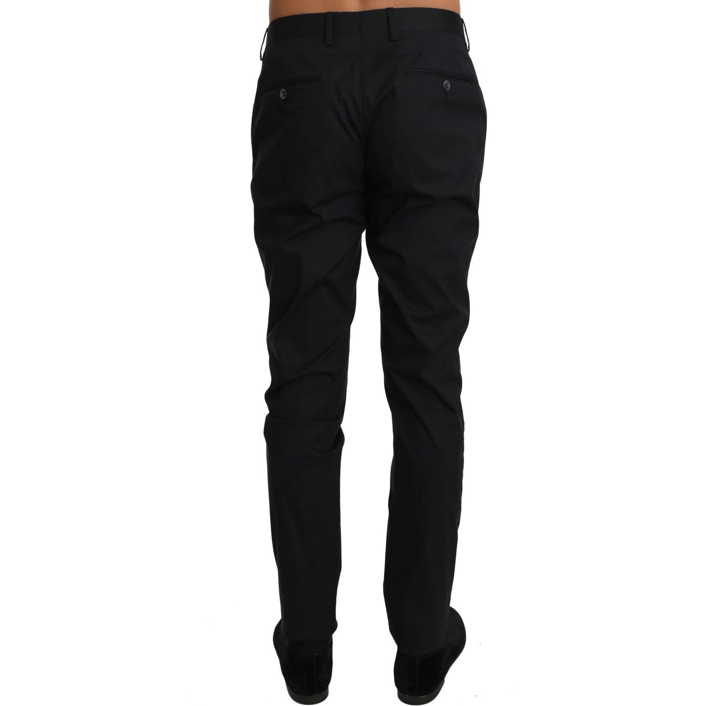 Dolce & Gabbana | Black Cotton Stretch Formal Trousers Pants | McRichard Designer Brands