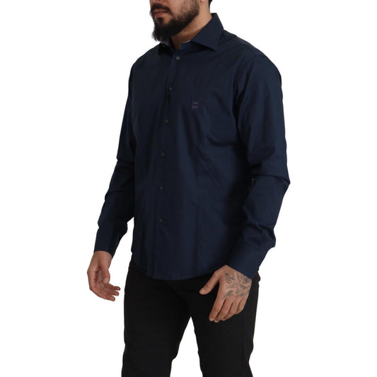 Roberto Cavalli | Navy Blue Cotton Dress Formal Shirt  | McRichard Designer Brands