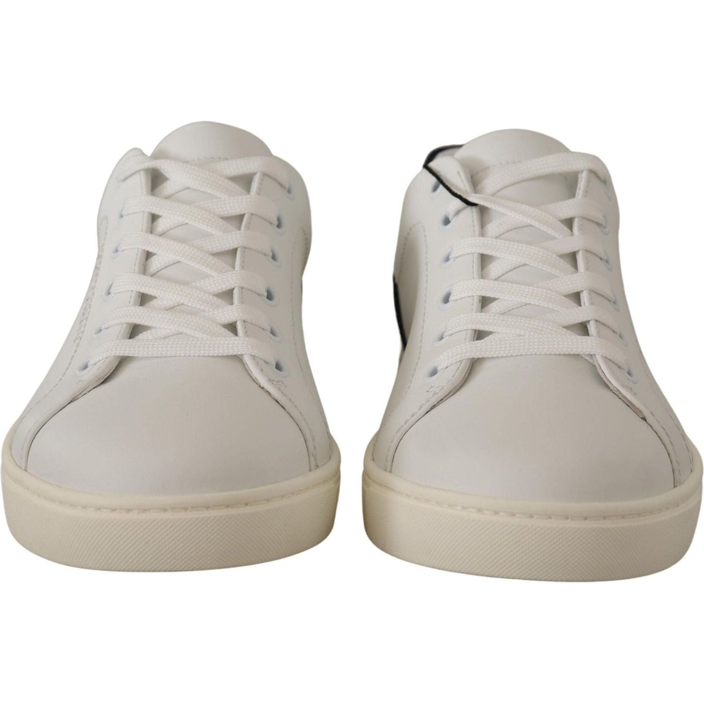 Dolce & Gabbana | White Blue Leather Low Top Sneakers  | McRichard Designer Brands