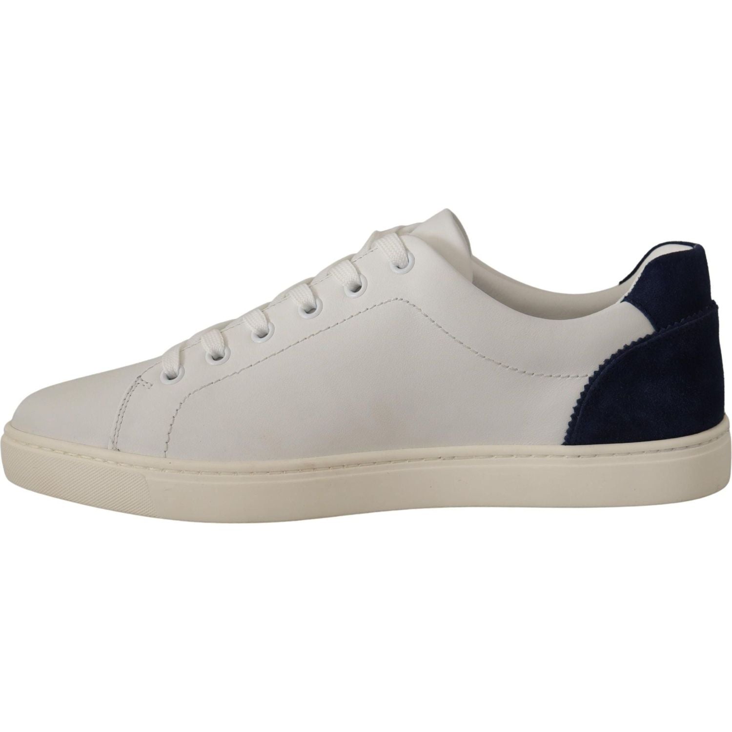 Dolce & Gabbana | White Blue Leather Low Top Sneakers  | McRichard Designer Brands