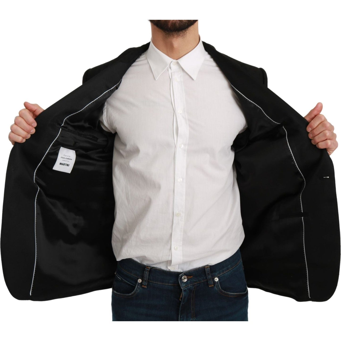 Dolce & Gabbana | Black Slim Fit Coat Jacket MARTINI Blazer | McRichard Designer Brands