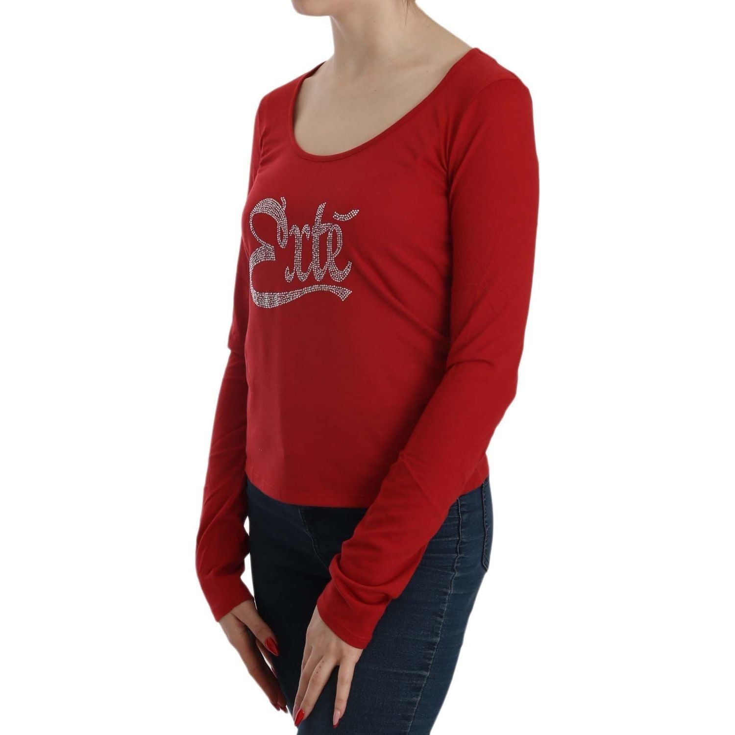 Exte | Red Crystal Embellished Long Sleeve Blouse | McRichard Designer Brands