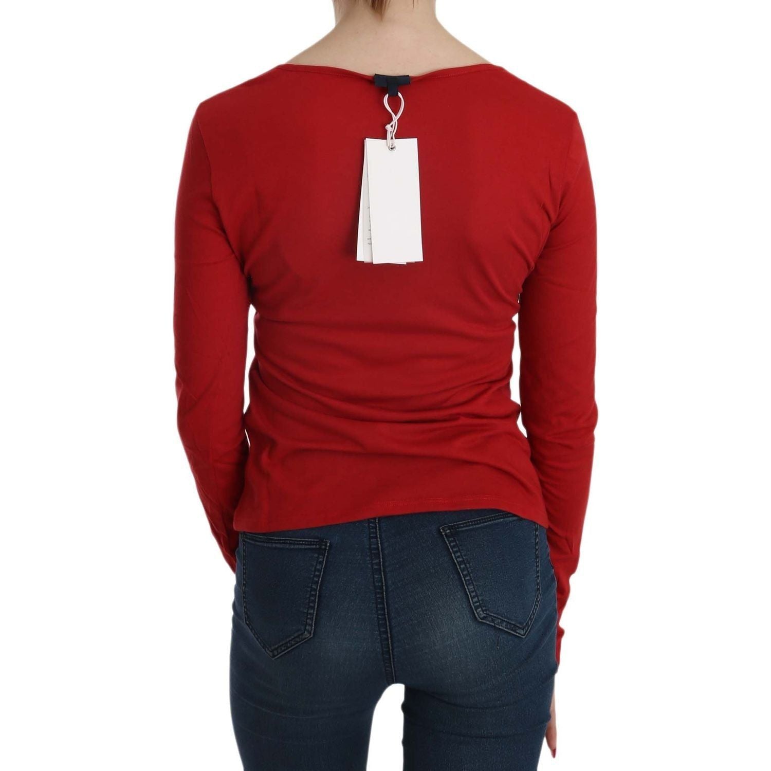 Exte | Red Crystal Embellished Long Sleeve Blouse | McRichard Designer Brands