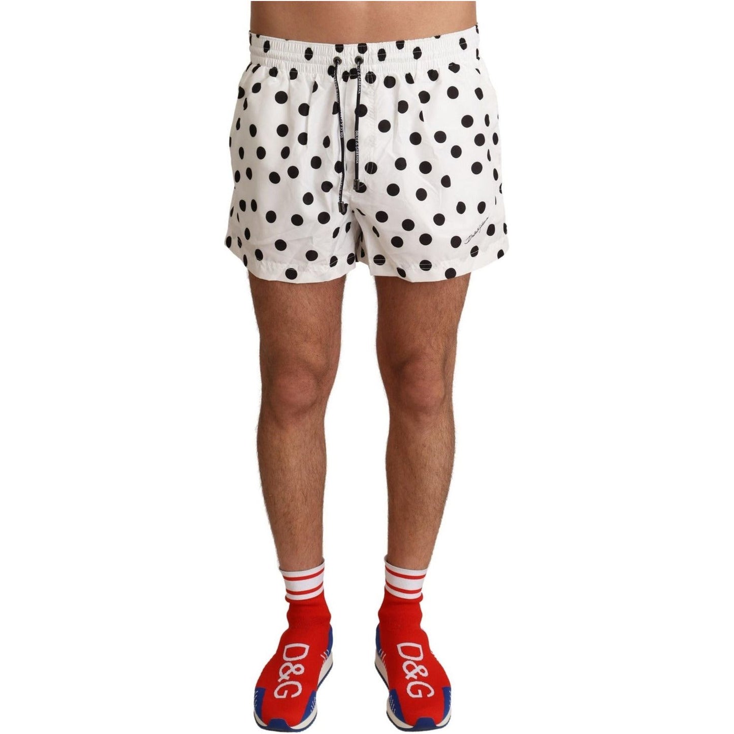 Dolce & Gabbana | White Polka Dots Beachwear Shorts Swimwear | McRichard Designer Brands