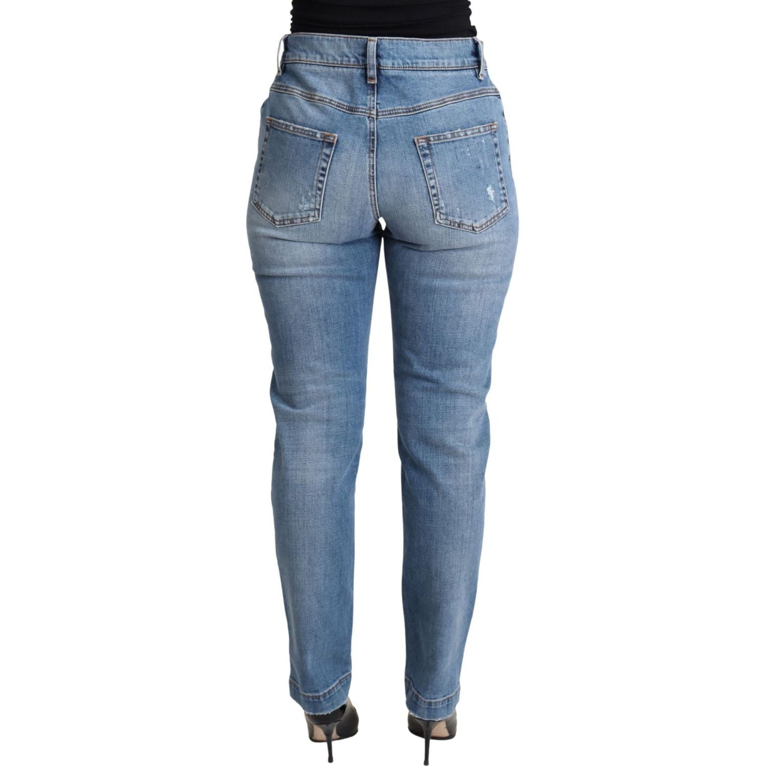 Dolce & Gabbana | Blue Tattered Skinny Denim Cotton Blend Jeans | 369.00 - McRichard Designer Brands