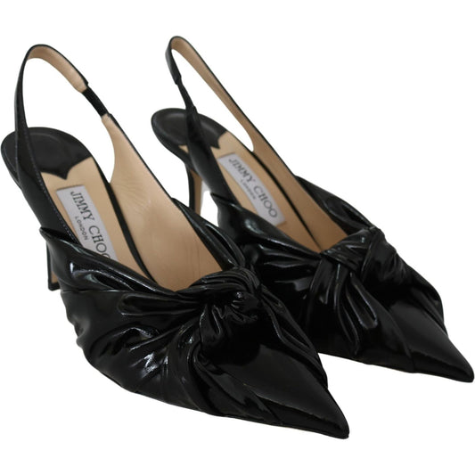 Jimmy Choo | Black Patent Leather Annabell 85 Pumps Shoes | McRichard Designer Brands