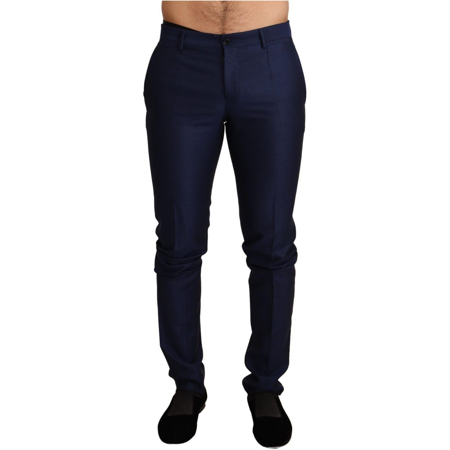 Dolce & Gabbana | Navy Blue Wool Dress Formal Slim Trouser Pants | McRichard Designer Brands